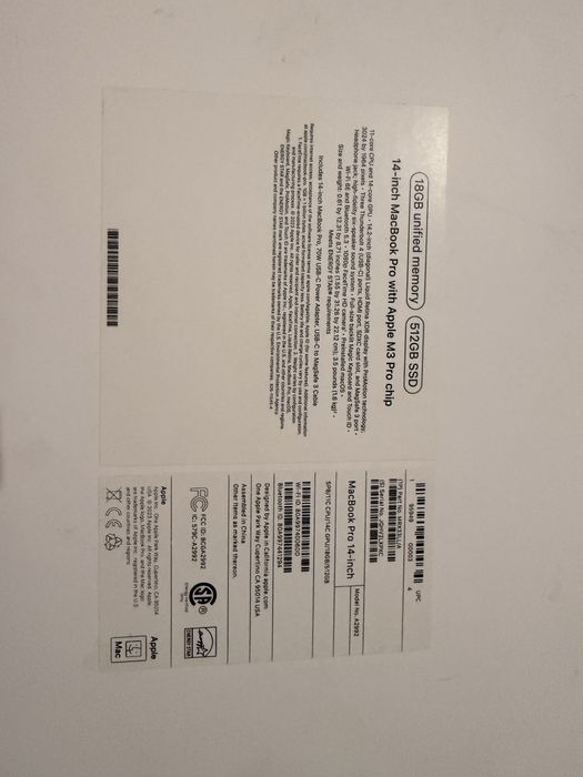 Apple MacBook 14 pro, M3 Pro, 18/512 SSD