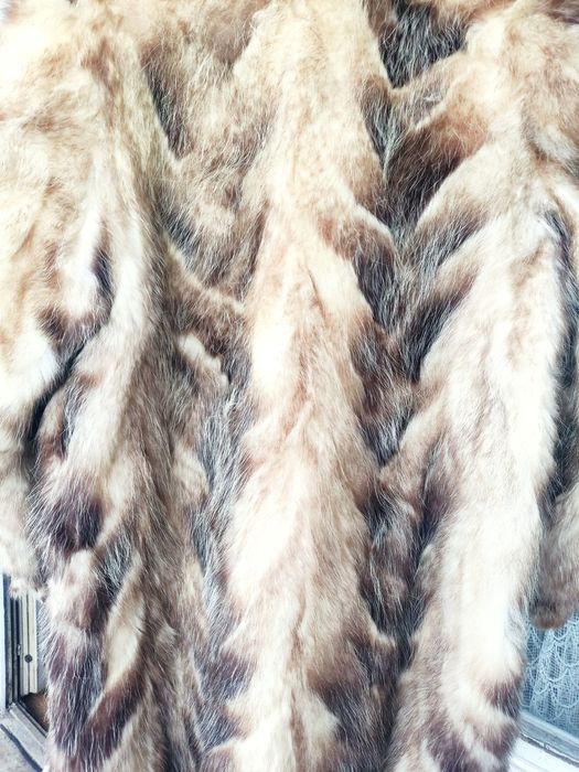 Дамско кожено палто от естествен косъм кожух норка , визон .