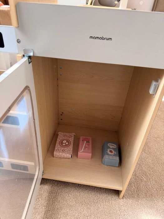 Piață de legume din lemn - tarabă mare XXL, magazin cu casă de marcat de joacă