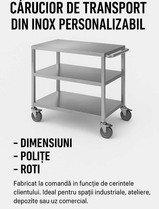 Cărucioare de transport din inox, complet personalizabile - la comanda