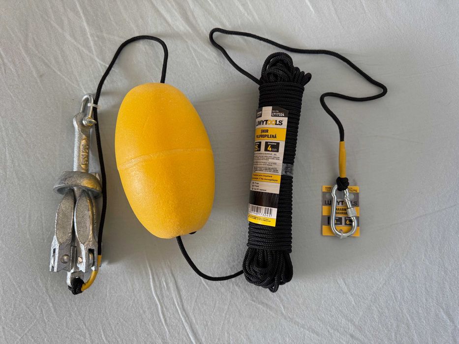 Set complet ancora 0.7 kg pliabila din otel pentru barca, SUP, caiac