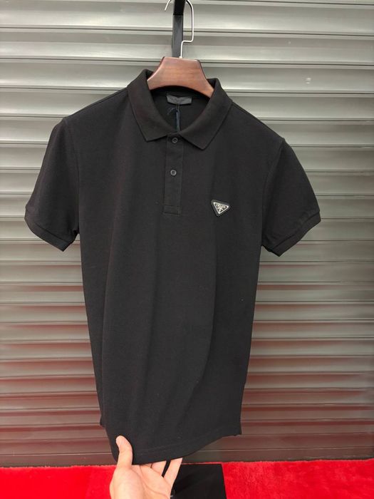 Tricou Prada negru guler premium
