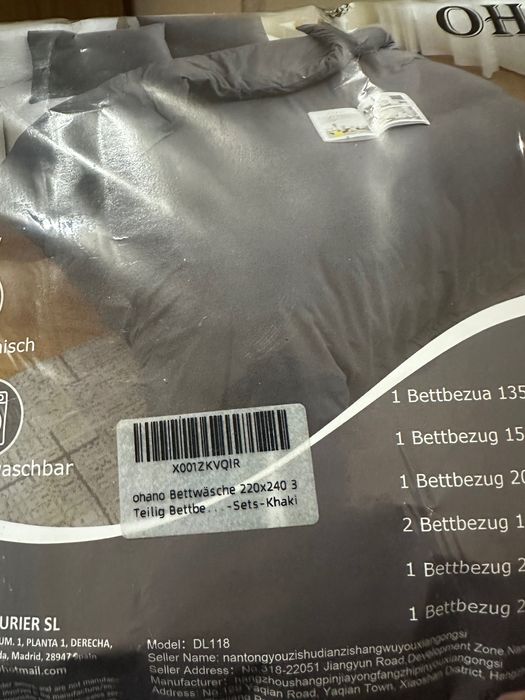 Set Lenjerie de pat Ohano 220x240cm gri nou, sigilat