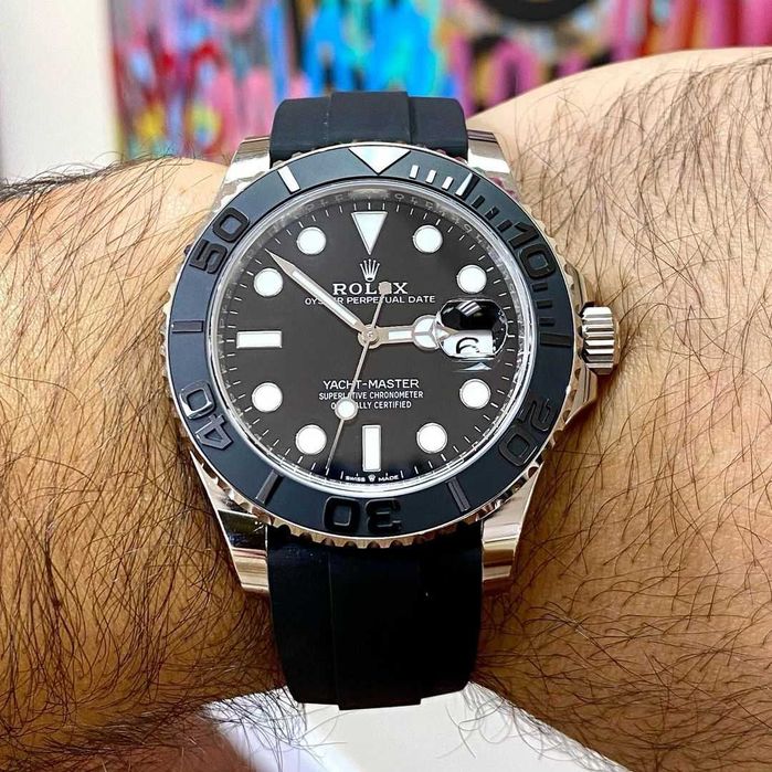 rolex yacht-master 42mm сребро/каучук