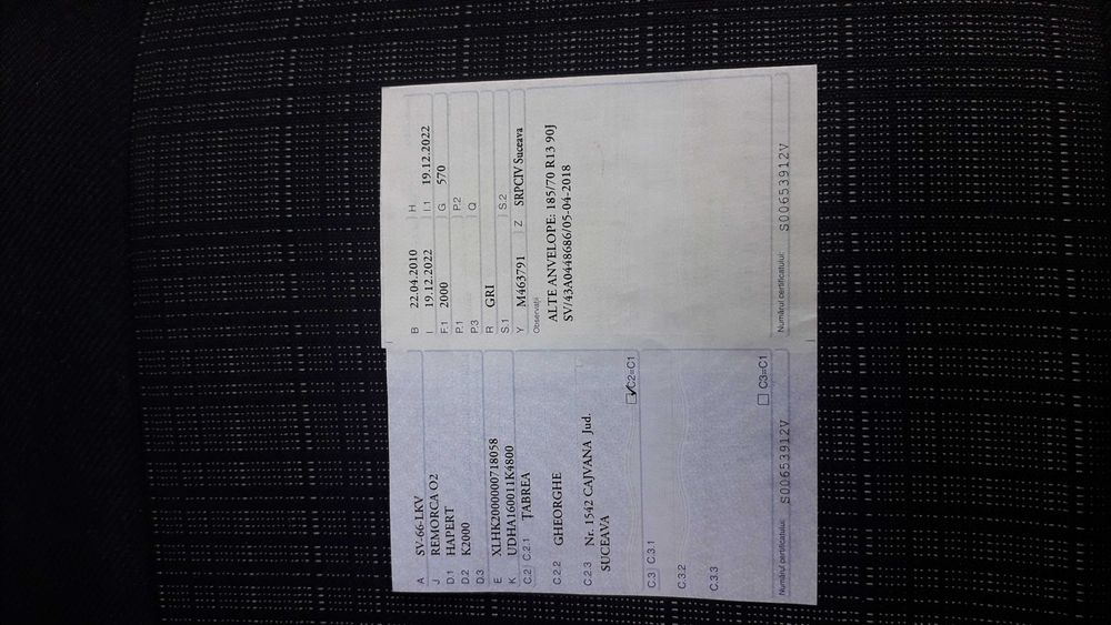 Vind remorcă pe 2 axe de 2000 kg itp făcut recent
