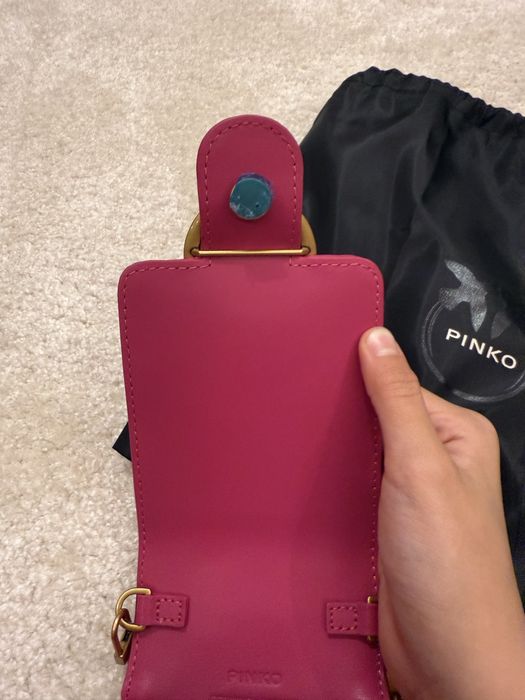 Чисто нова оригинална чанта Pinko love one chevron nappa leather case
