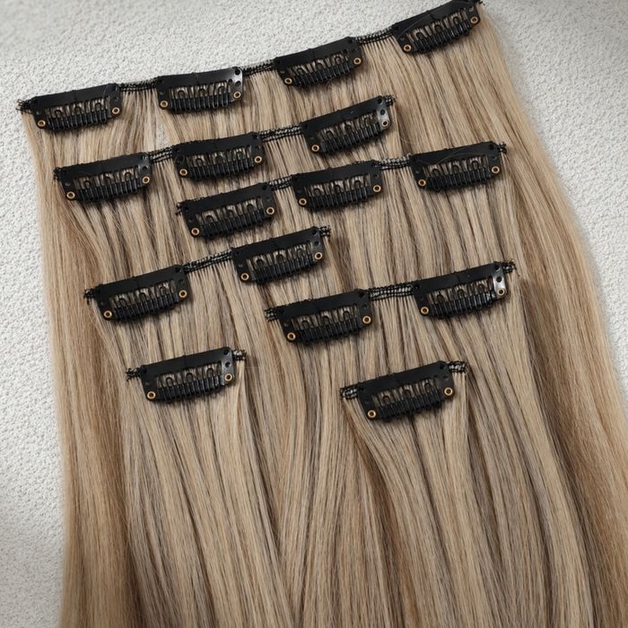Extensii par nuanta blond natural clip-on - set complet