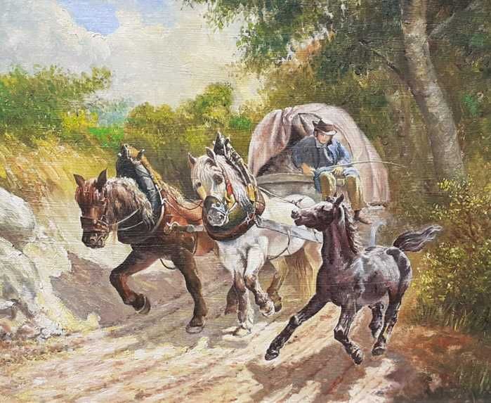 Tablou vechi - carutas - nesemnat