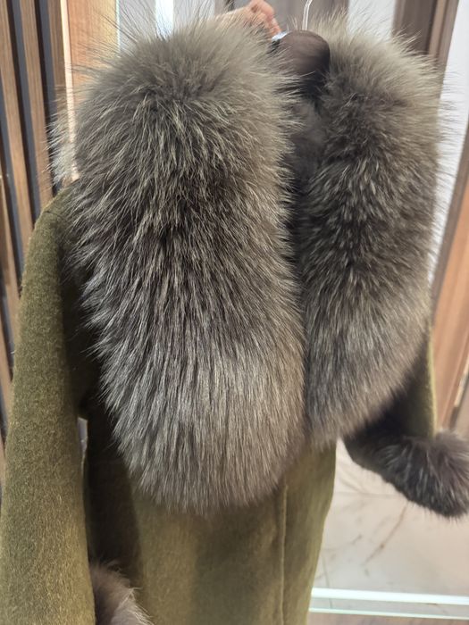 Палто от естествена вълна и естествен косъм