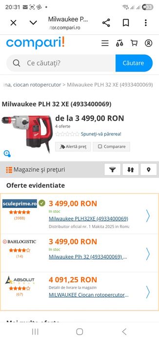 Rotopercutor milwaukee PLH 32 XE