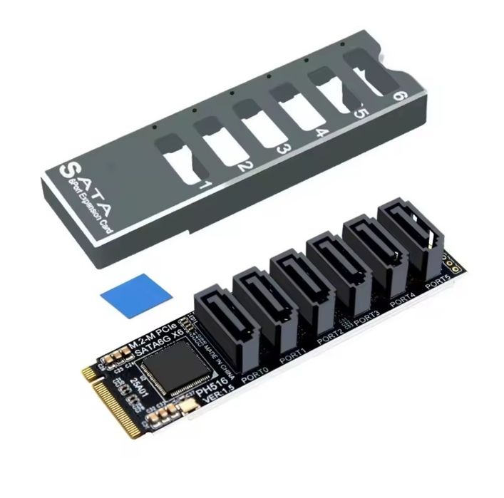 Placă extensie M.2 NVMe la 6 porturi SATA 3.0 ASM1166