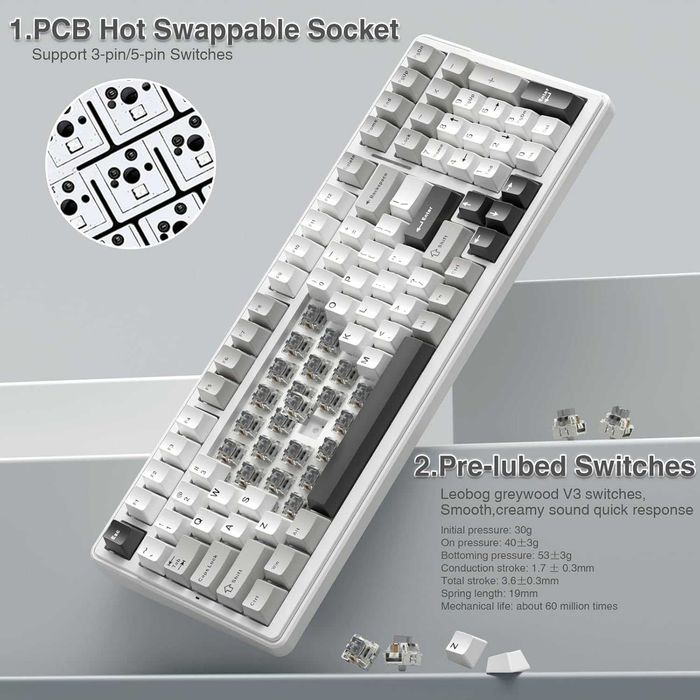 Механична клавиатура AULA F99 Wireless 99 Keys RGB
