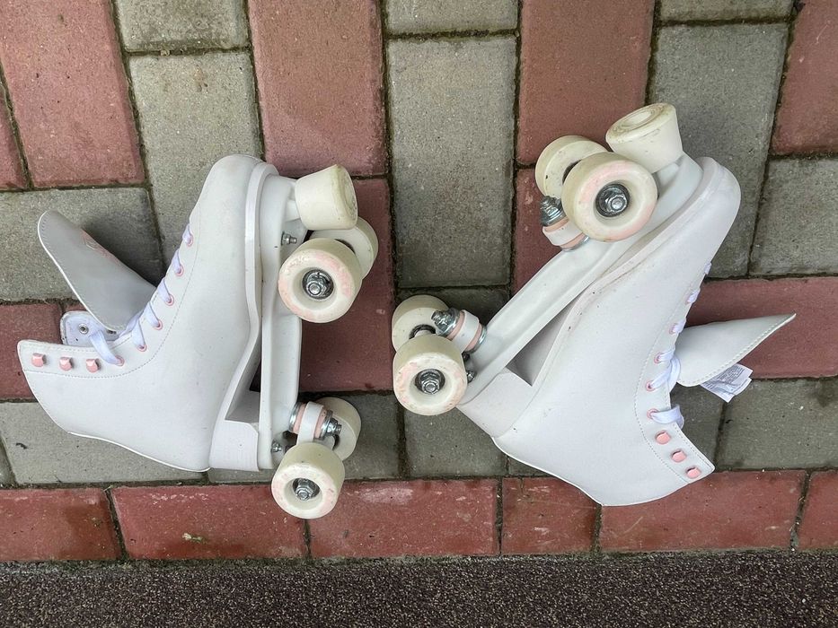 Patine cu rotile QUAD 100 Albe (role cu 4 roti), marime 41