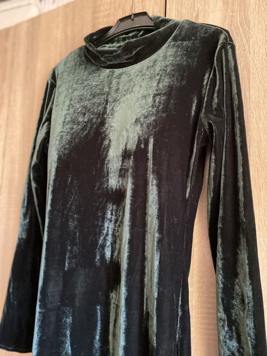 Rochie din catifea, culoare verde inchis