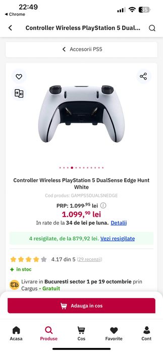 Controller Wireless PlayStation 5 DualSense Edge Hunt White maneta ps5