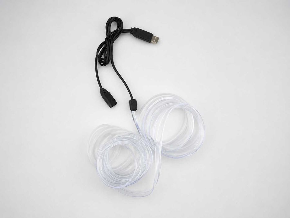 Banda LED RGB auto 3M, 7 culori, control pe fir, alimentare USB
