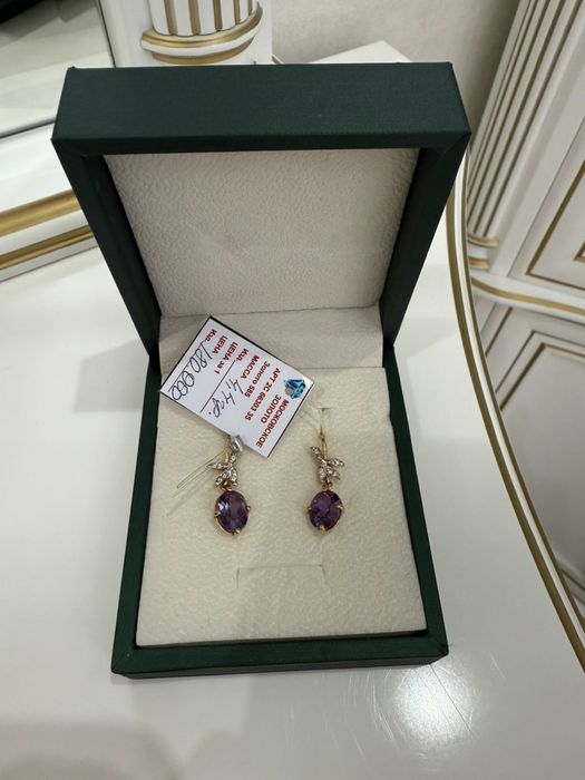Золотые серьги с аметистом