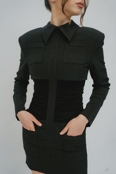 Rochie scurta neagra/kaki