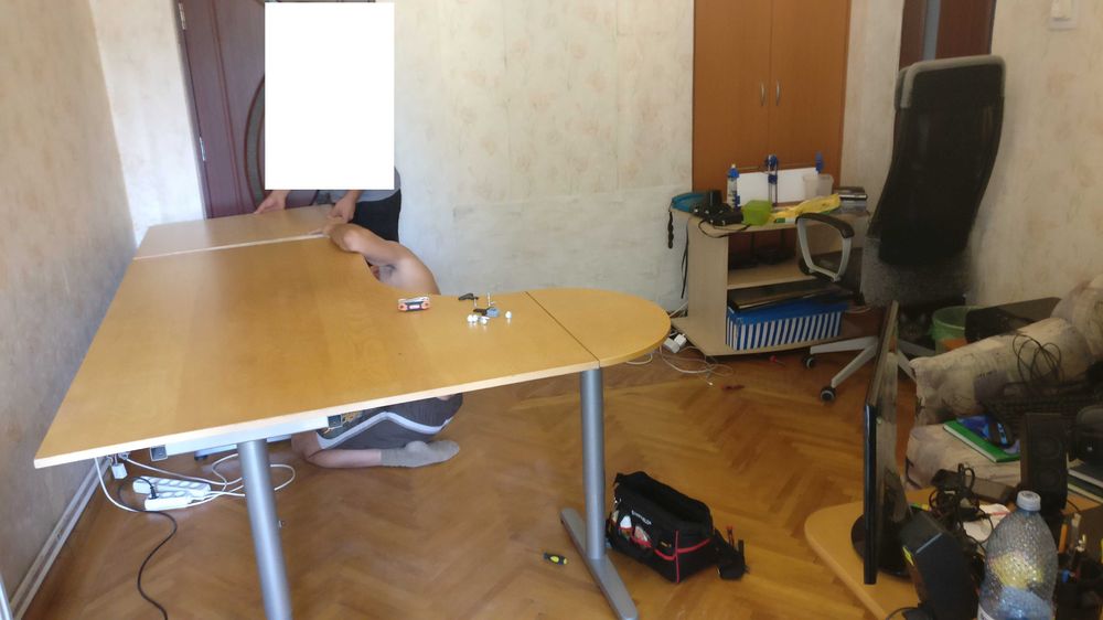 Birou colt IKEA Galant mare, modular, cu extensii, reglabil