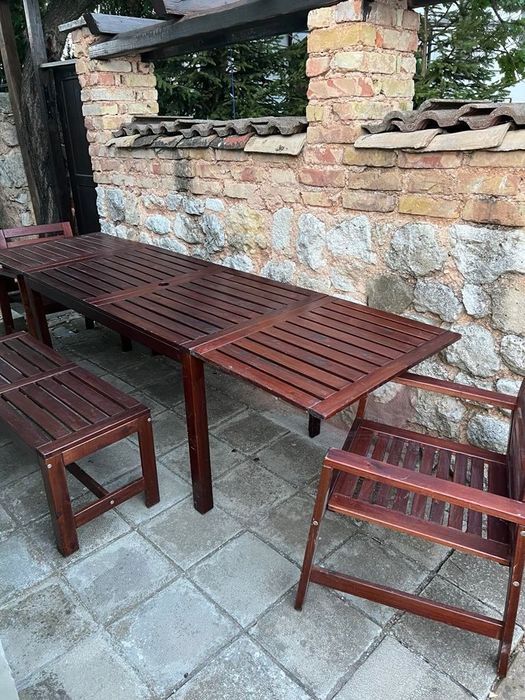 Градинска маса с пейка и два стола ИКЕА