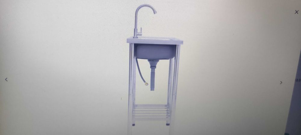 Къмпинг мивка, единична, с кран, неръждаема стомана