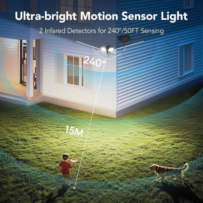 Соларна охранителна лампа Linkind,двойно захранване,сензор за движение