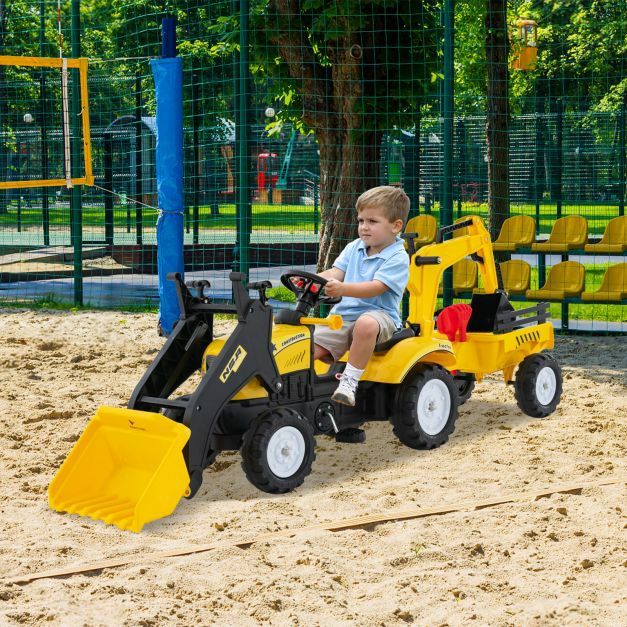 Excavator ai remorca copii