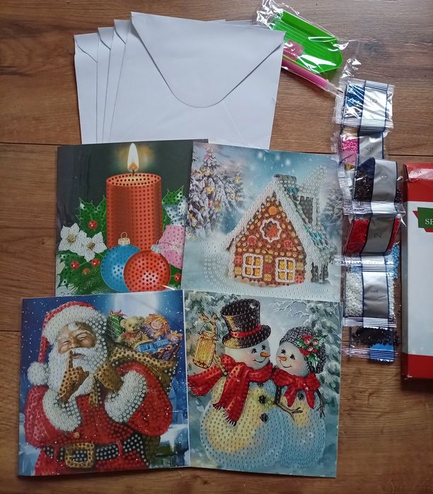 Направи си сам Коледни диамантени картички - 4 броя