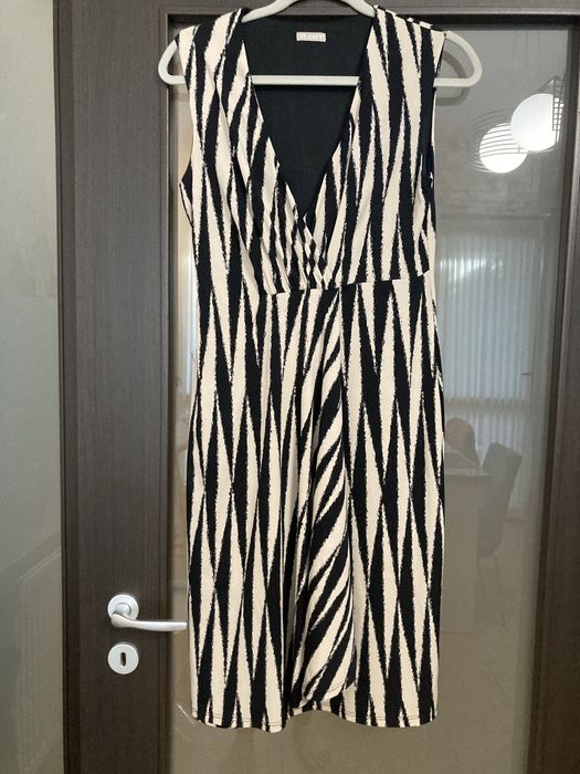 Rochie kimono imprimeu negru cu bej