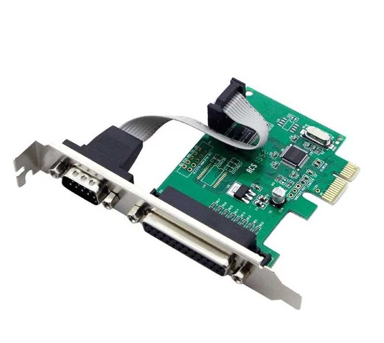 Плата расширения PCI-e COM DB9  2-port LPT порт Serial Card карта
