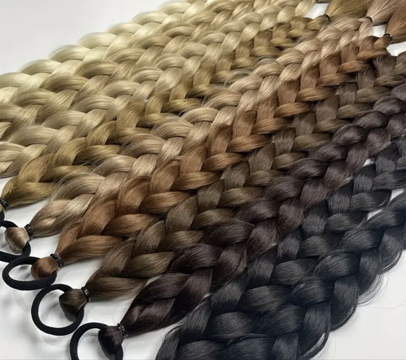 Плетена дълга опашка екстеншън с ластик , синтетична коса 60см