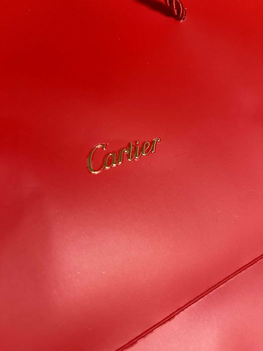 чантичка хартиена червена картие торбичка опаковъчна подарък  cartier