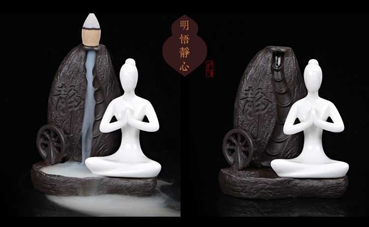 Candela cu con  aromat incandescent fumul da iluzia ape curgatoare