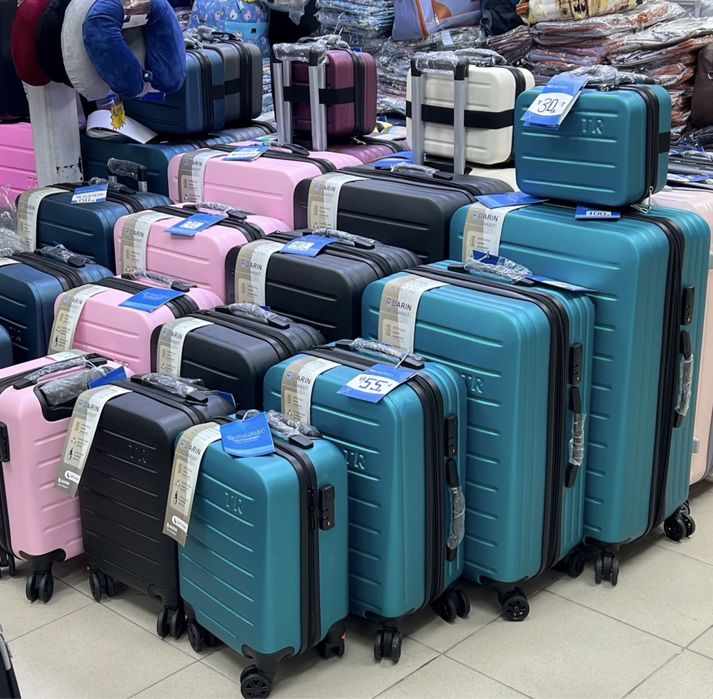 пътнически куфар+разширител 5см 5бр ABS удароустойчив 4 колела 360°