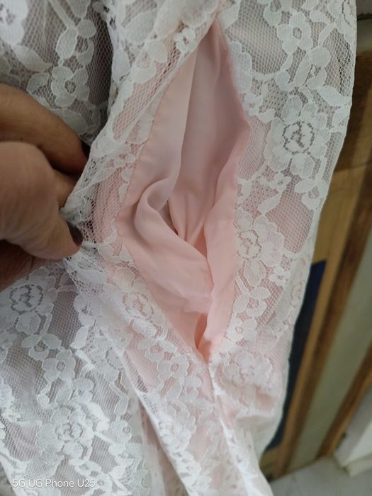 Ретро пеньоар от 80-те. дантелен винтидж дамски халат