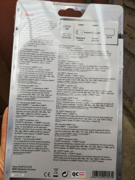 Adaptor HDMI Switch 2x1 - HAMA-42553