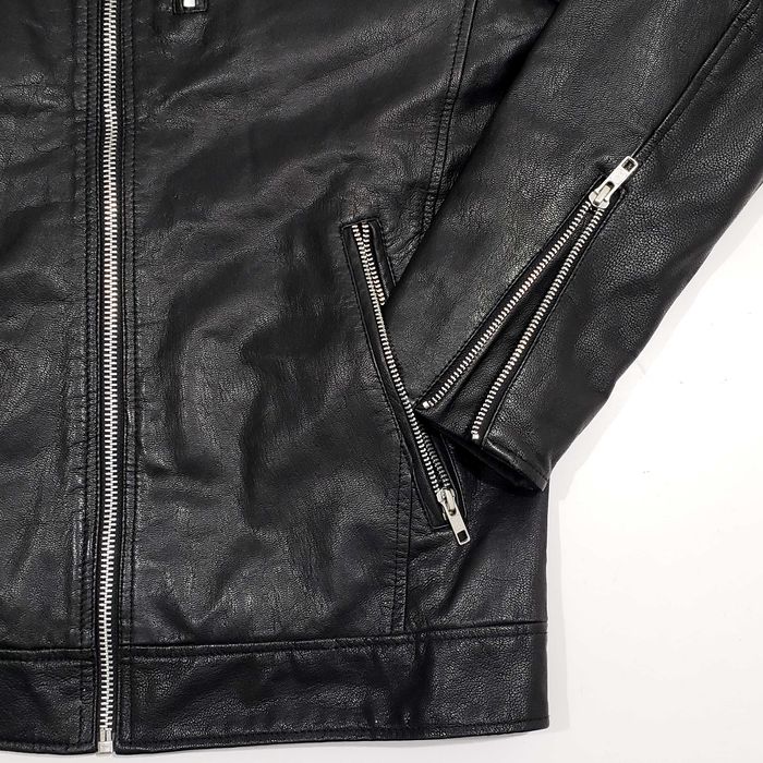 JACK & JONES Мъжко Кожено Яке Мото Естествена Кожа Като Ново S