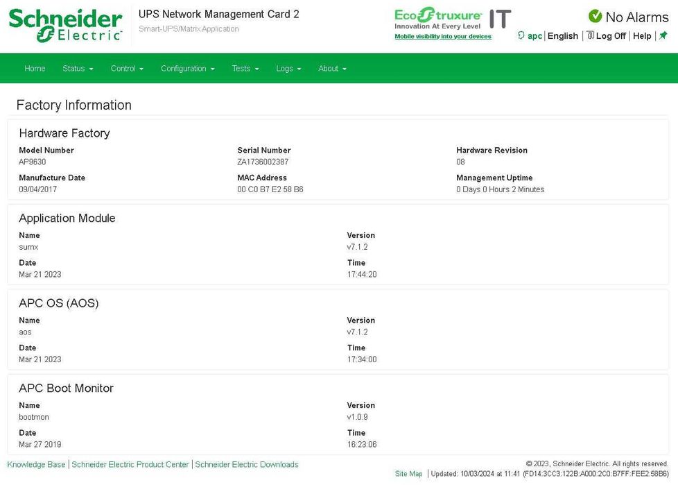 APC ups server Network Management Card 2 Schneider AP9630 NMC2