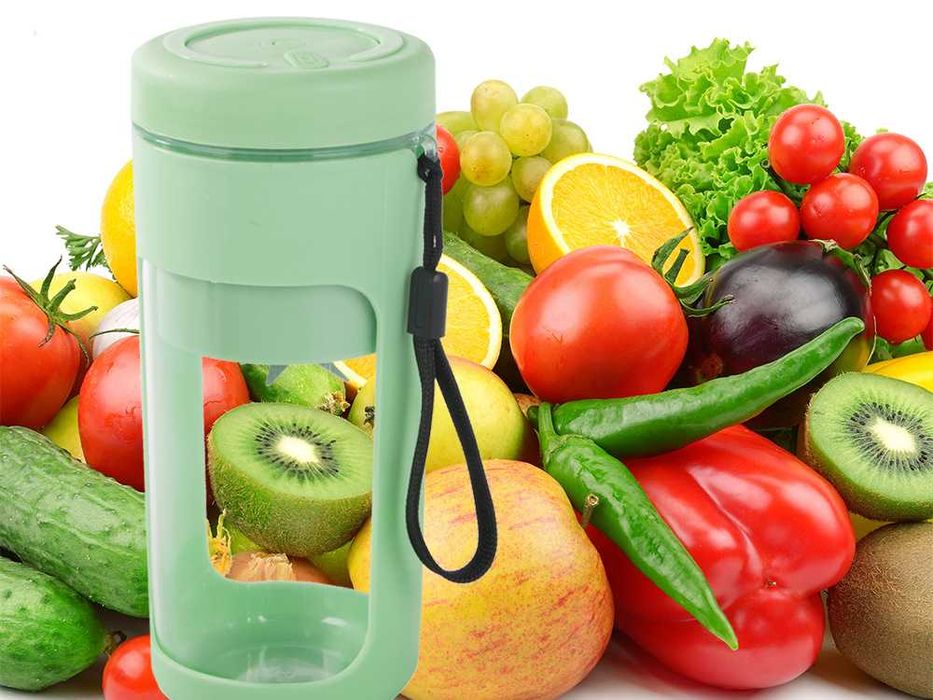 Shaker portabil smoothie si proteine 450ml cu 6 lame inox USB 2000mAh