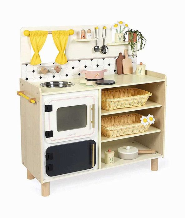 Bucatarie din lemn,JANOD,Shiny Grandma,cu 16 accesorii,85 cm,3 ani+