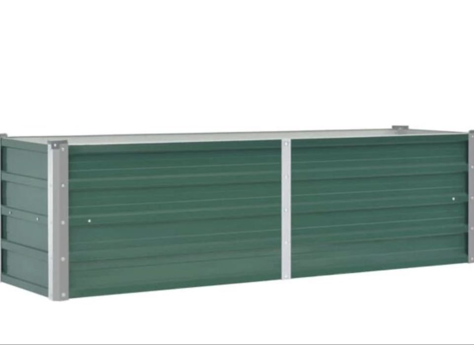 Pat de grădină înălțat, oțel galvanizat, verde, 160x40x45 cm