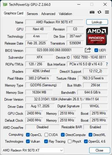Видеокарта XFX Swift AMD Radeon RX 9070 XT