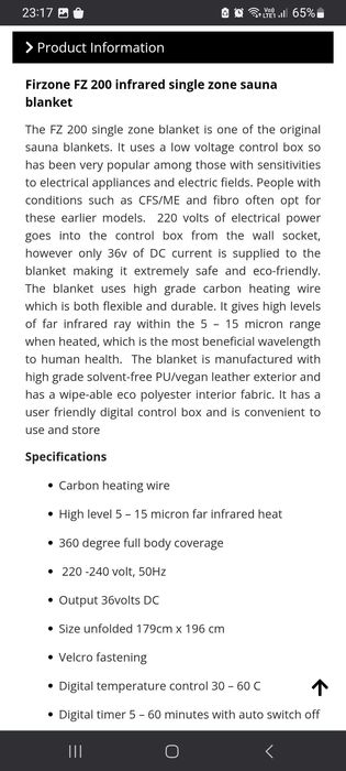 Pătură de saună cu infraroșu Firzone, FZ-200, trimit in tara