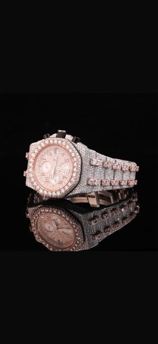 Rose Gold Iced Out Chronograph Diamond Watch | Luxury Fully Flooded Watch