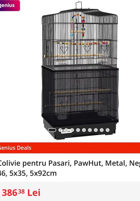 Colivie pentru Papagali, Metal, 46x35x92cm