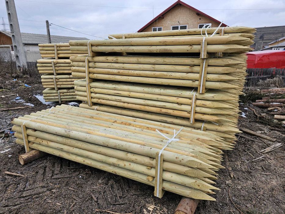 Stalp din lemn rotund ascutit diametru 8cm, L=2,0m natur sau tratat!