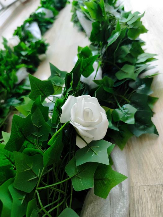 Ръчно изработена сватбена украса за кола – гирлянд 3.85 м