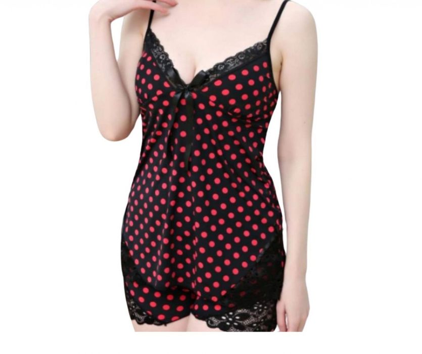 Сатенена дамска пижама, две части