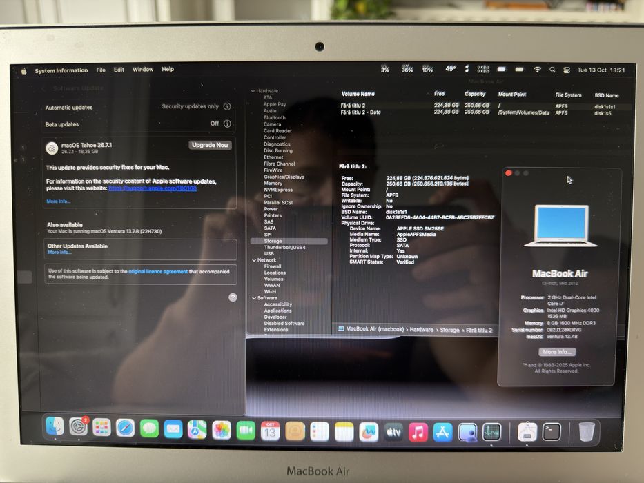 Apple MacBook Air 13” A1466 Mid 2012 | i7 | 8GB RAM | SSD 250GB