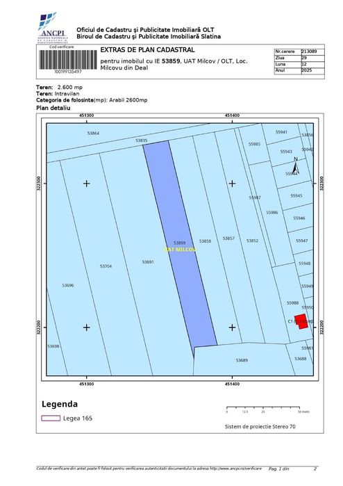 Teren intravilan - Milcovu din Deal - PRET NEGOCIABIL